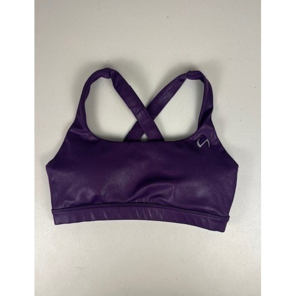TLF Womens Purple Metallic‎ Cross Back Medium Impact Sports Bra Medium